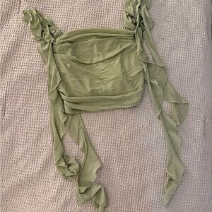 ✨5 for $25✨ Light Green Ruffle Strap Crop Top